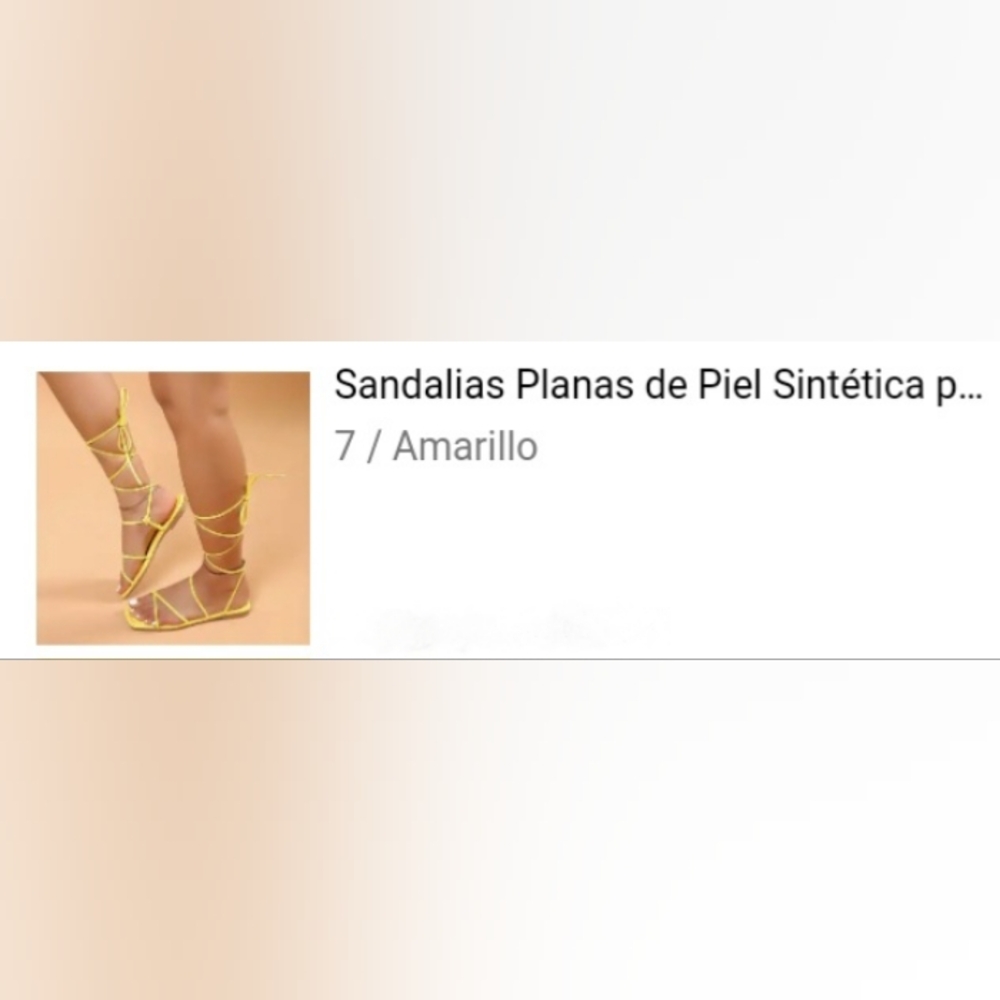 Women light yellow open toe lace up flat sandals - Picture 10 of 10